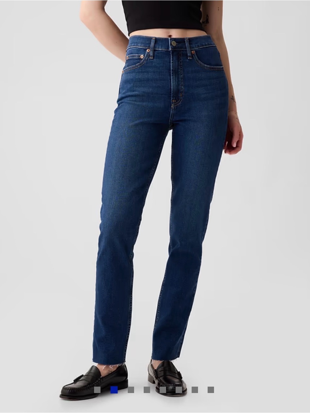 GAP Vintage High-Rise Straight Leg Jeans - Dark Blue